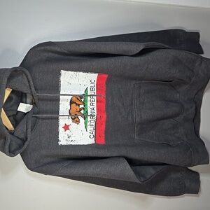3 Layer Size Large "California Republic" Dark Gray Hooded Sweatshirt Unisex